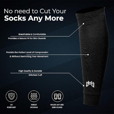 Pre Cut Soccer Sock Sleeves, Companion for Soccer Grip Socks, Securely Holds Shin Guards