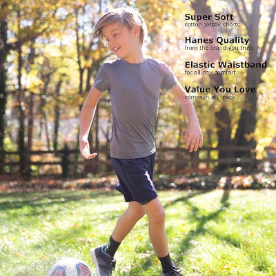 Boys Jersey Shorts Pack, 2-Pack, Cotton Shorts for Boys with Pockets, Pull-On Shorts