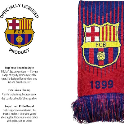 Officially Licensed FC Barcelona Soccer Team Double-Sided Unisex Scarf