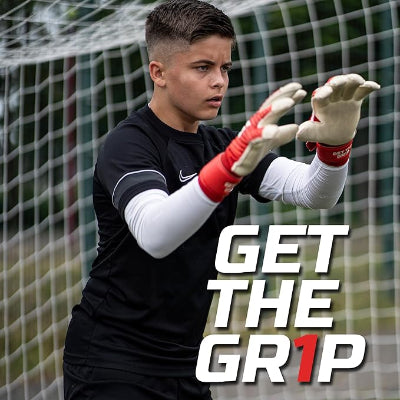 GRIPMODE Classic Red Roll Finger Goalkeeper Gloves Adult and Child with Griptec®