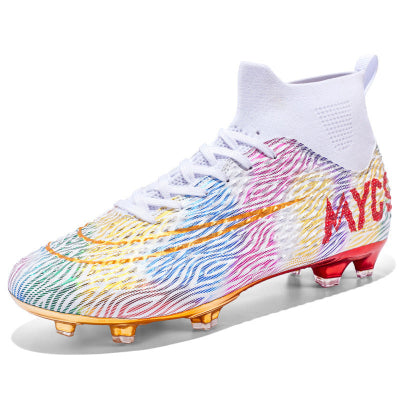 Men's Outdoor Training Gold-plated Bottom High-top Soccer Shoes-3