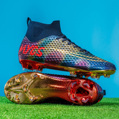 Men's Outdoor Training Gold-plated Bottom High-top Soccer Shoes-4