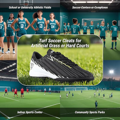Soccer Shoes for Teen & Adult | Lightweight Football Turf Shoes with Durable Synthetic Upper | Athletic Turf Shoes with Rubber Outsole for Men and Women